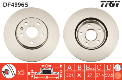 Disco freno TRW DF4996S