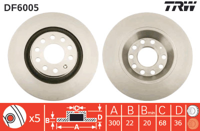 Set di (2) dischi freno TRW DF6005