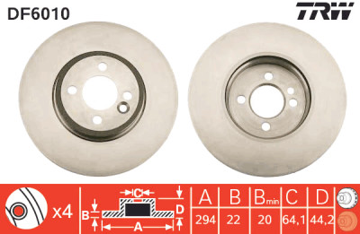 Set di (2) dischi freno TRW DF6010