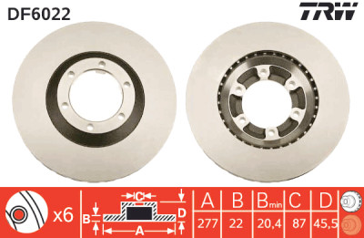 Set di (2) dischi freno TRW DF6022