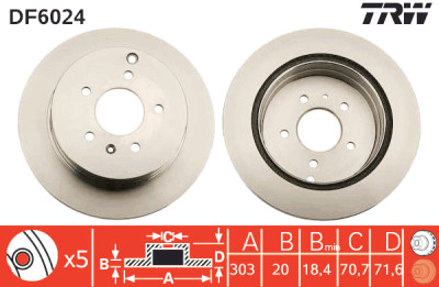 Set di (2) dischi freno TRW DF6024