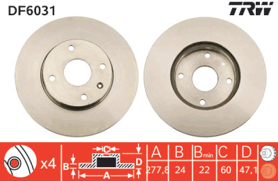 Set di (2) dischi freno TRW DF6031