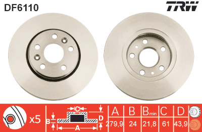 Set di (2) dischi freno TRW DF6110