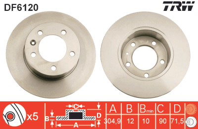 Set di (2) dischi freno TRW DF6120