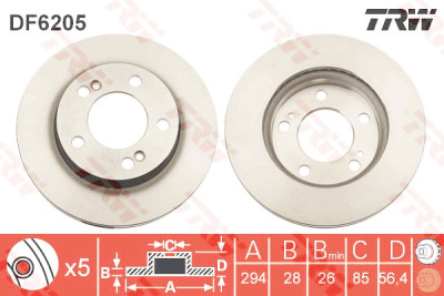 Set di (2) dischi freno TRW DF6205