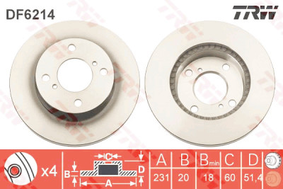 Set di (2) dischi freno TRW DF6214