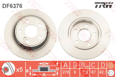 Set di (2) dischi freno TRW DF6376