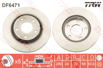 Set di (2) dischi freno TRW DF6471
