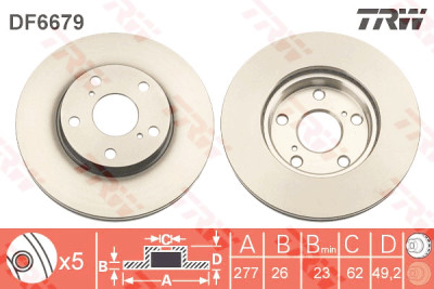 Set di (2) dischi freno TRW DF6679