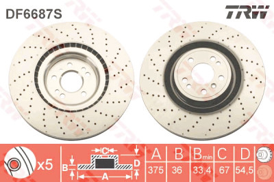Disco freno TRW DF6687S