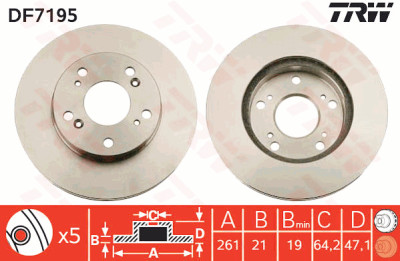 Set di (2) dischi freno TRW DF7195