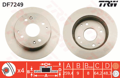 Set di (2) dischi freno TRW DF7249