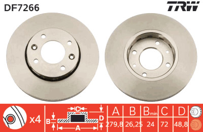 Set di (2) dischi freno TRW DF7266