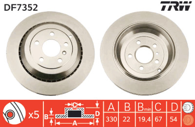 Set di (2) dischi freno TRW DF7352