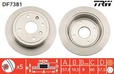 Set di (2) dischi freno TRW DF7381