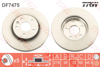 Set di (2) dischi freno TRW DF7475