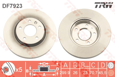 Set di (2) dischi freno TRW DF7923