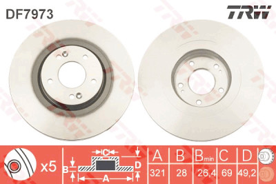 Set di (2) dischi freno TRW DF7973