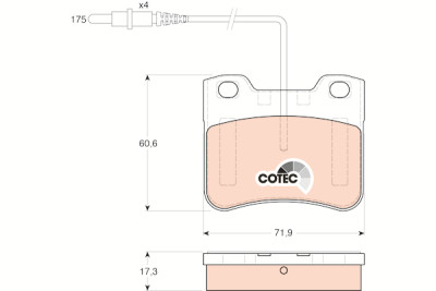 Set di 4 pastiglie freno COTEC TRW GDB1031