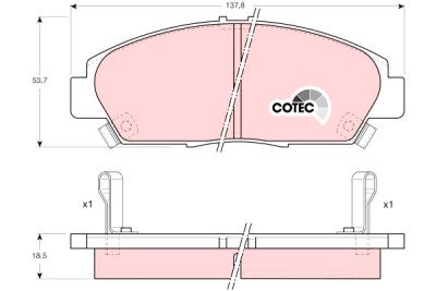 Set di 4 pastiglie freno COTEC TRW GDB1061