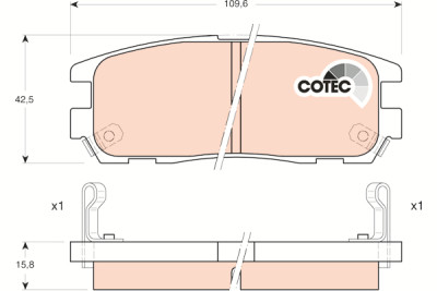 Set di 4 pastiglie freno COTEC TRW GDB1187
