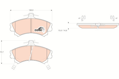 Set di 4 pastiglie freno COTEC TRW GDB1198