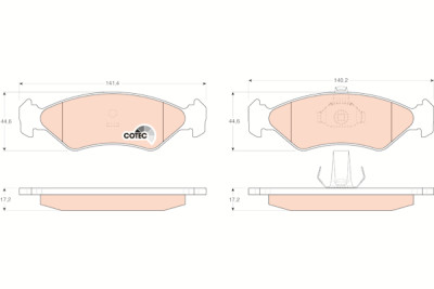 Set di 4 pastiglie freno COTEC TRW GDB1221