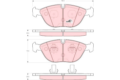 Set di 4 pastiglie freno COTEC TRW GDB1285
