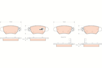 Set di 4 pastiglie freno COTEC TRW GDB1352
