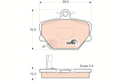 Set di 4 pastiglie freno COTEC TRW GDB1365