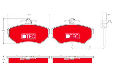 Set di 4 pastiglie freno DTEC COTEC TRW GDB1366DTE
