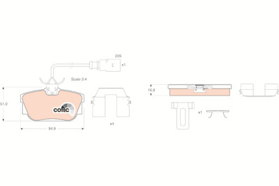 Set di 4 pastiglie freno COTEC TRW GDB1369