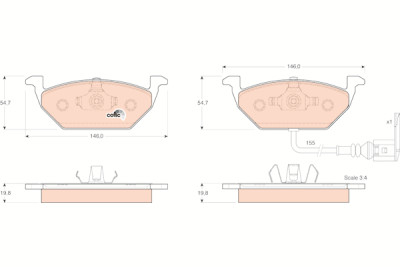 Set di 4 pastiglie freno COTEC TRW GDB1386