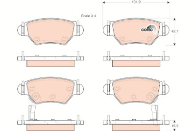 Set di 4 pastiglie freno COTEC TRW GDB1471
