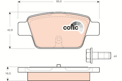 Set di 4 pastiglie freno COTEC TRW GDB1485