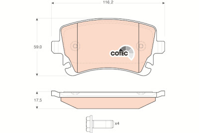 Set di 4 pastiglie freno COTEC TRW GDB1516