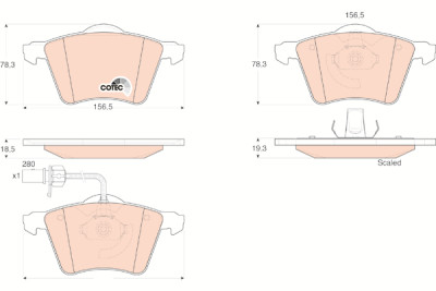 Set di 4 pastiglie freno COTEC TRW GDB1538
