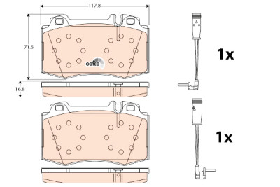 Set di 4 pastiglie freno COTEC TRW GDB1543