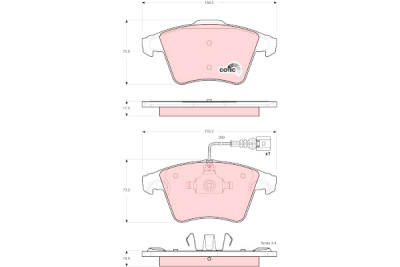 Set di 4 pastiglie freno COTEC TRW GDB1556