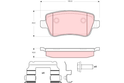 Set di 4 pastiglie freno TRW GDB1638