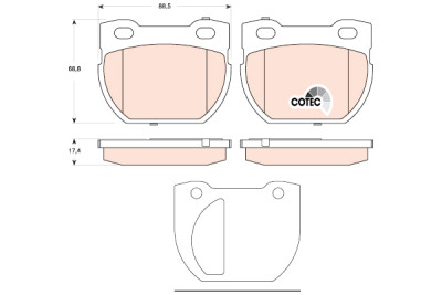 Set di 4 pastiglie freno COTEC TRW GDB1666