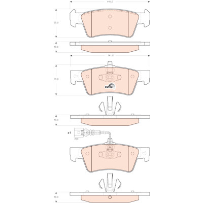 Set di 4 pastiglie freno COTEC TRW GDB1671