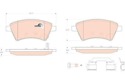 Set di 4 pastiglie freno COTEC TRW GDB1673