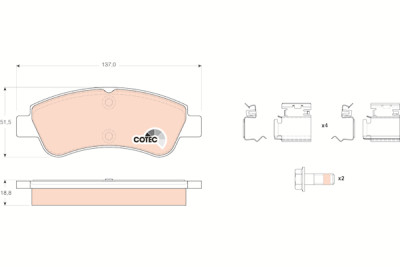 Set di 4 pastiglie freno COTEC TRW GDB1677