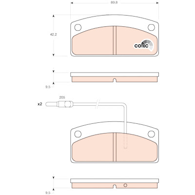 Set di 4 pastiglie freno COTEC TRW GDB1679