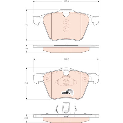 Set di 4 pastiglie freno COTEC TRW GDB1684