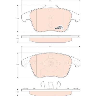 Set di 4 pastiglie freno COTEC TRW GDB1691