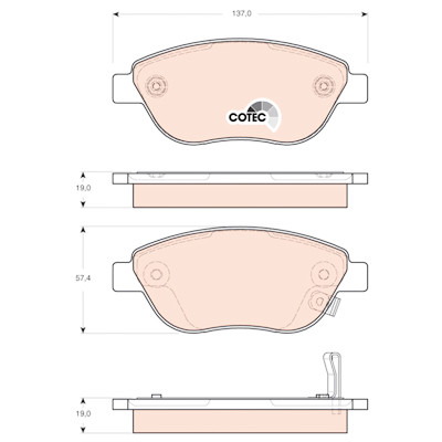 Set di 4 pastiglie freno COTEC TRW GDB1701