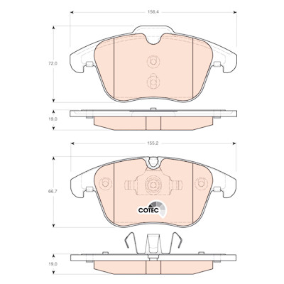 Set di 4 pastiglie freno COTEC TRW GDB1705