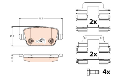 Set di 4 pastiglie freno COTEC TRW GDB1708